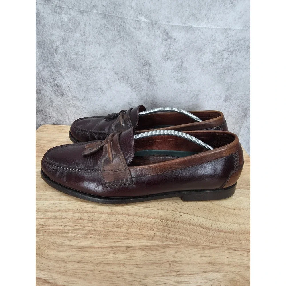 HS Trask Loafers Mens 14 M Brown Leather Tasseled Slip On Casual Shoes Brazil